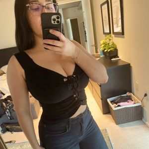 Reformation Adjustable Lace up Sexy Top